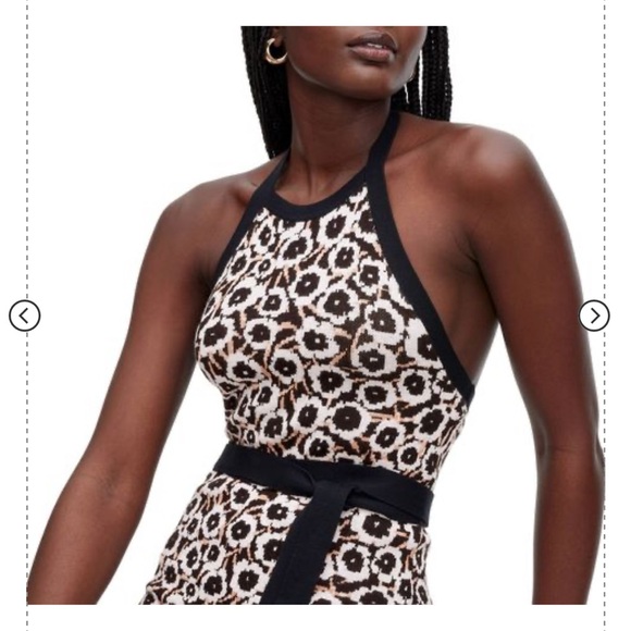 Women's Halter Tie Neck Neutral Poppy Sweaterknit Midi Dress - Picture 2 of 3